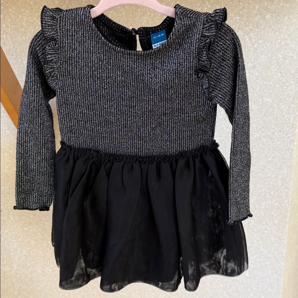 Old Navy Glittery Gray and Black Kids Formal Dress